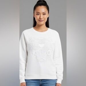 Kenzo Paris White Tiger Embossed Sweatshirt Women’s M EUC Designer